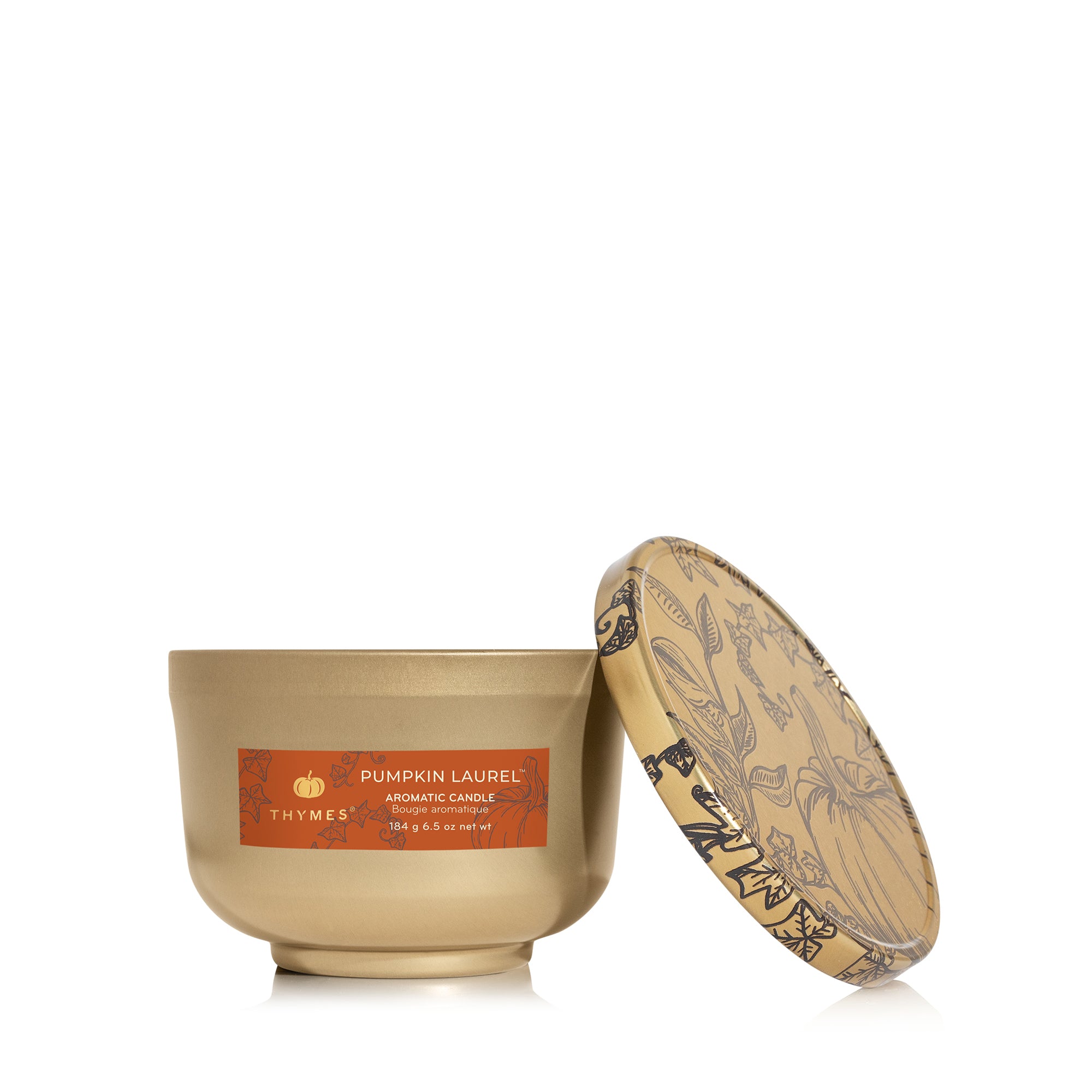 Thymes Pumpkin Laurel Medium Poured Tin Candle 6.5 oz