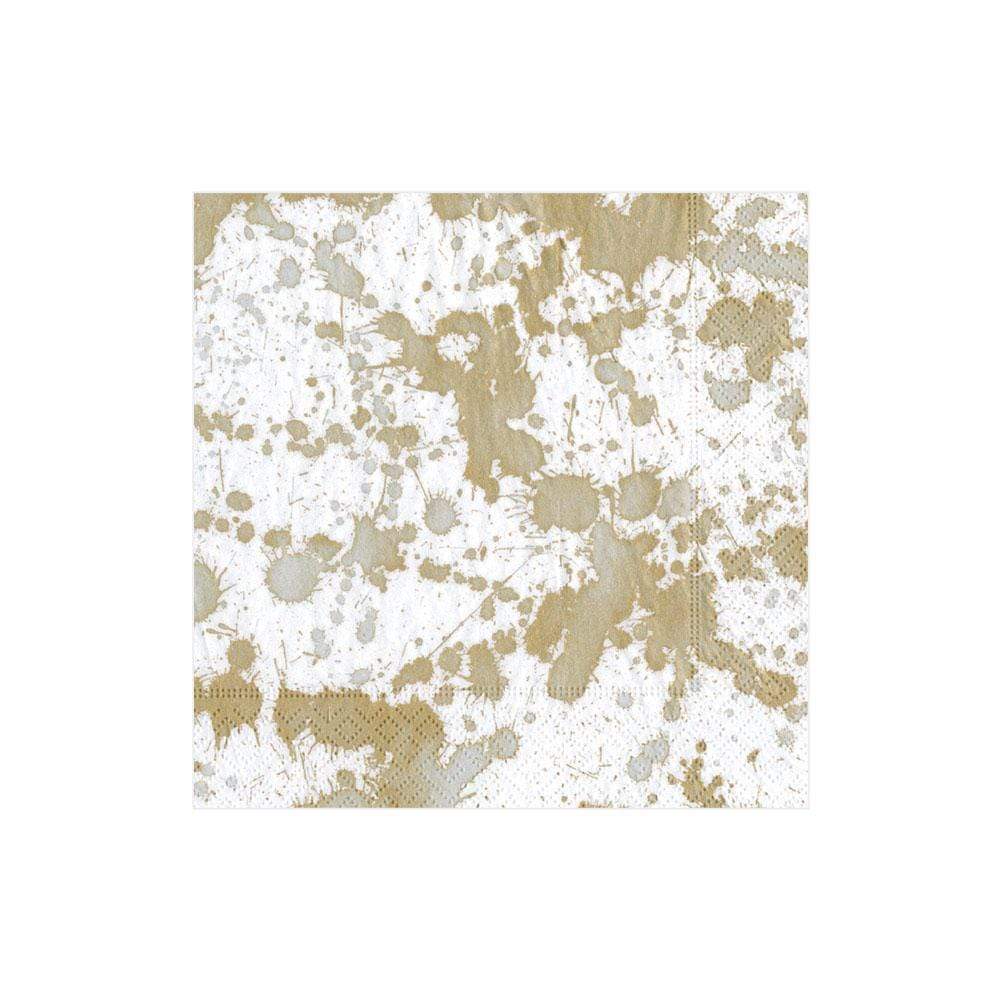 An image of Caspari Gold Splatterware Cocktail Napkins