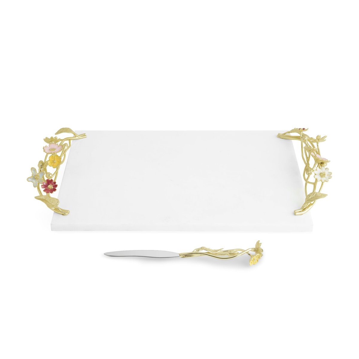 An image of Michael Aram Wildflowers - Cheese Board with Knife