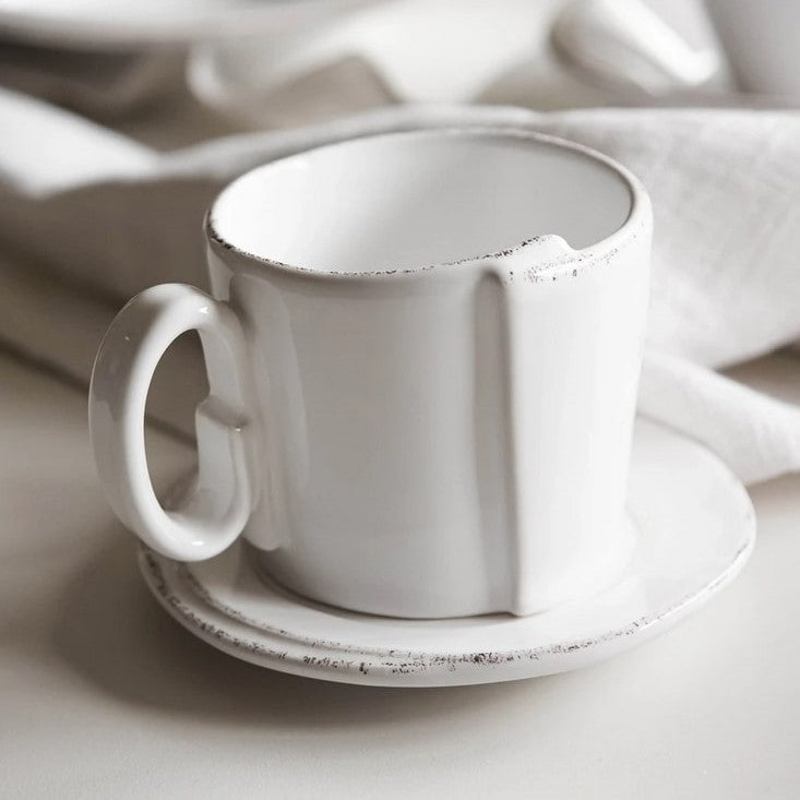 Vietri Lastra White Espresso Cup And Saucer