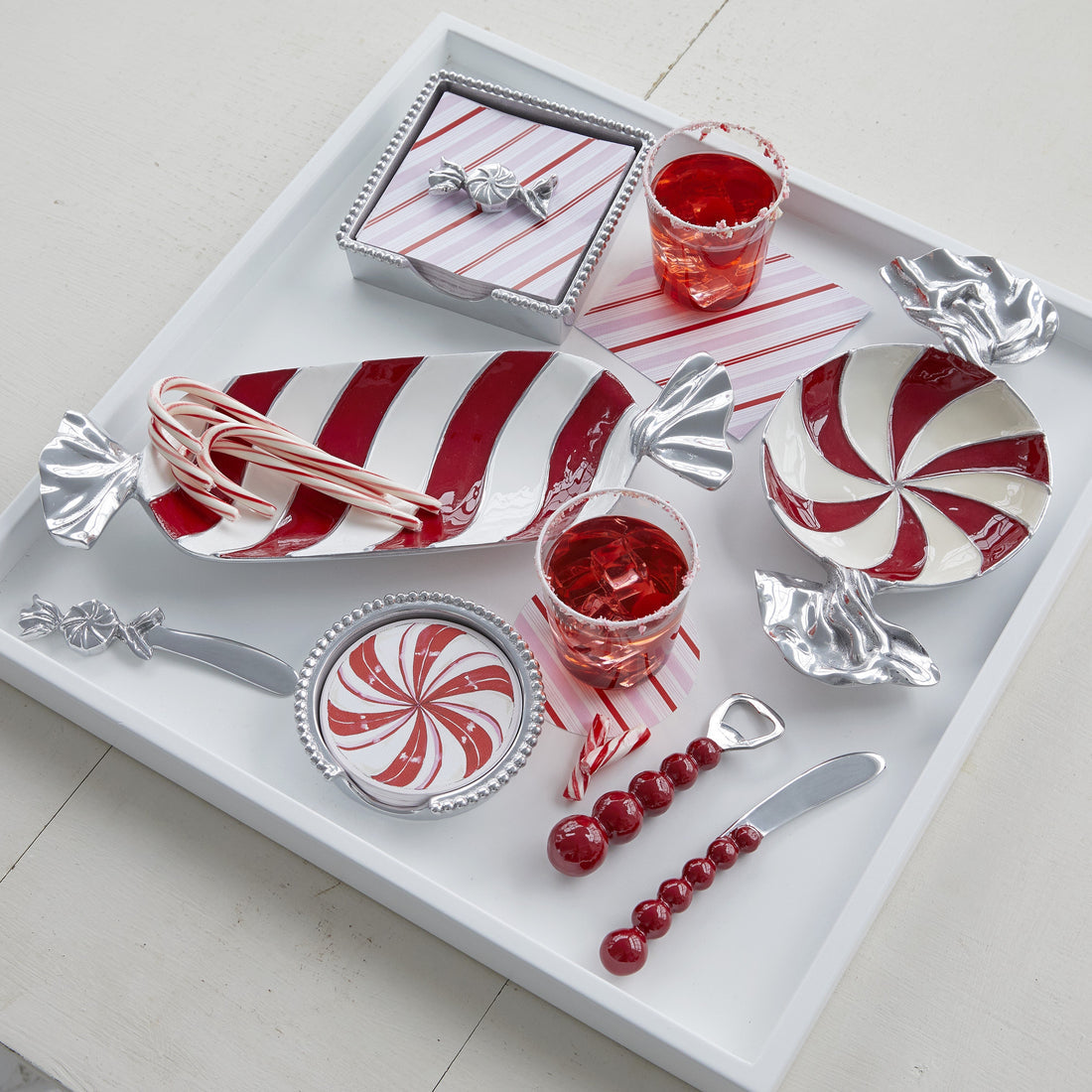 An image of Mariposa Red & White Candy Dish
