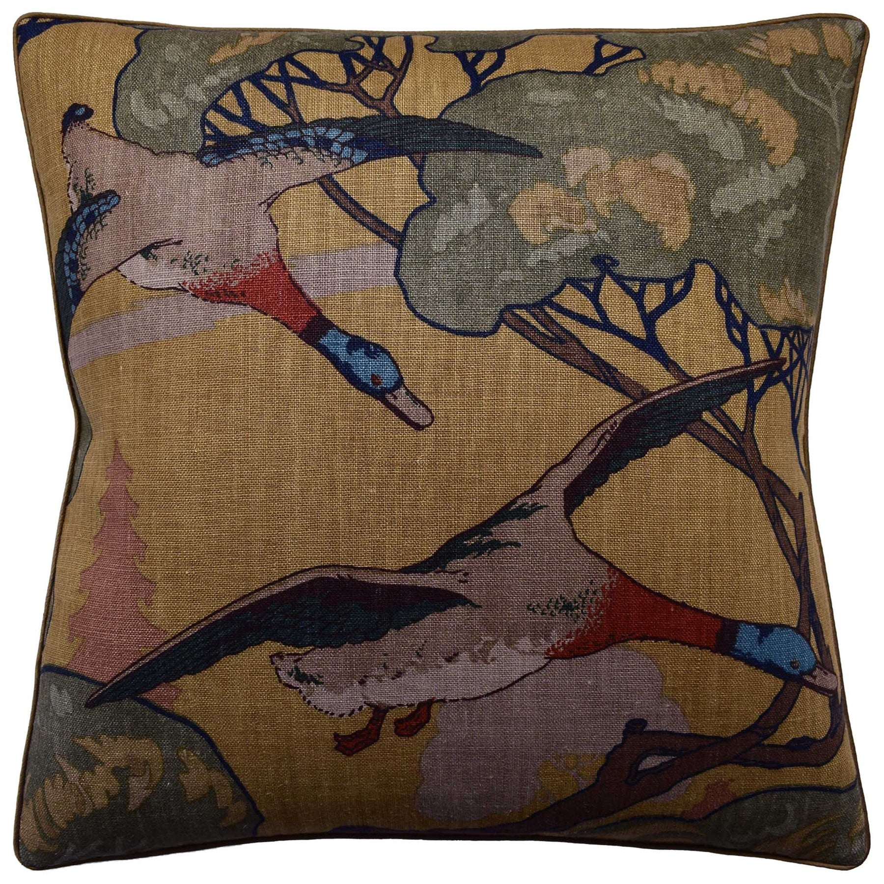 An image of Ryan Studio Flying Ducks 22" Decorative Pillow