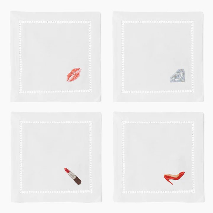 Henry Handwork Diva Cocktail Napkins - Set of 4