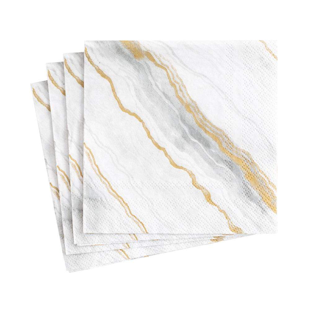 An image of Caspari Marble Grey Cocktail Napkins