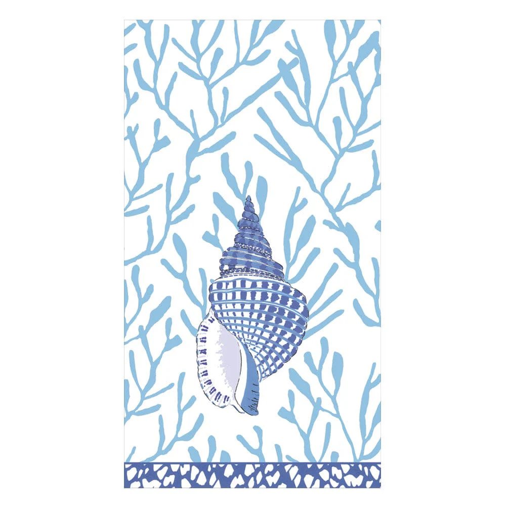 An image of Caspari Shell Toile Guest Towels
