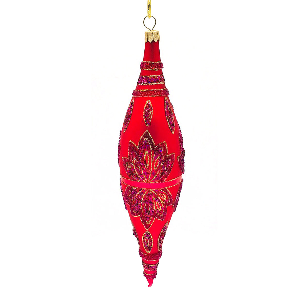 An image of Winter Street Pink Encrusted Finial Ornament