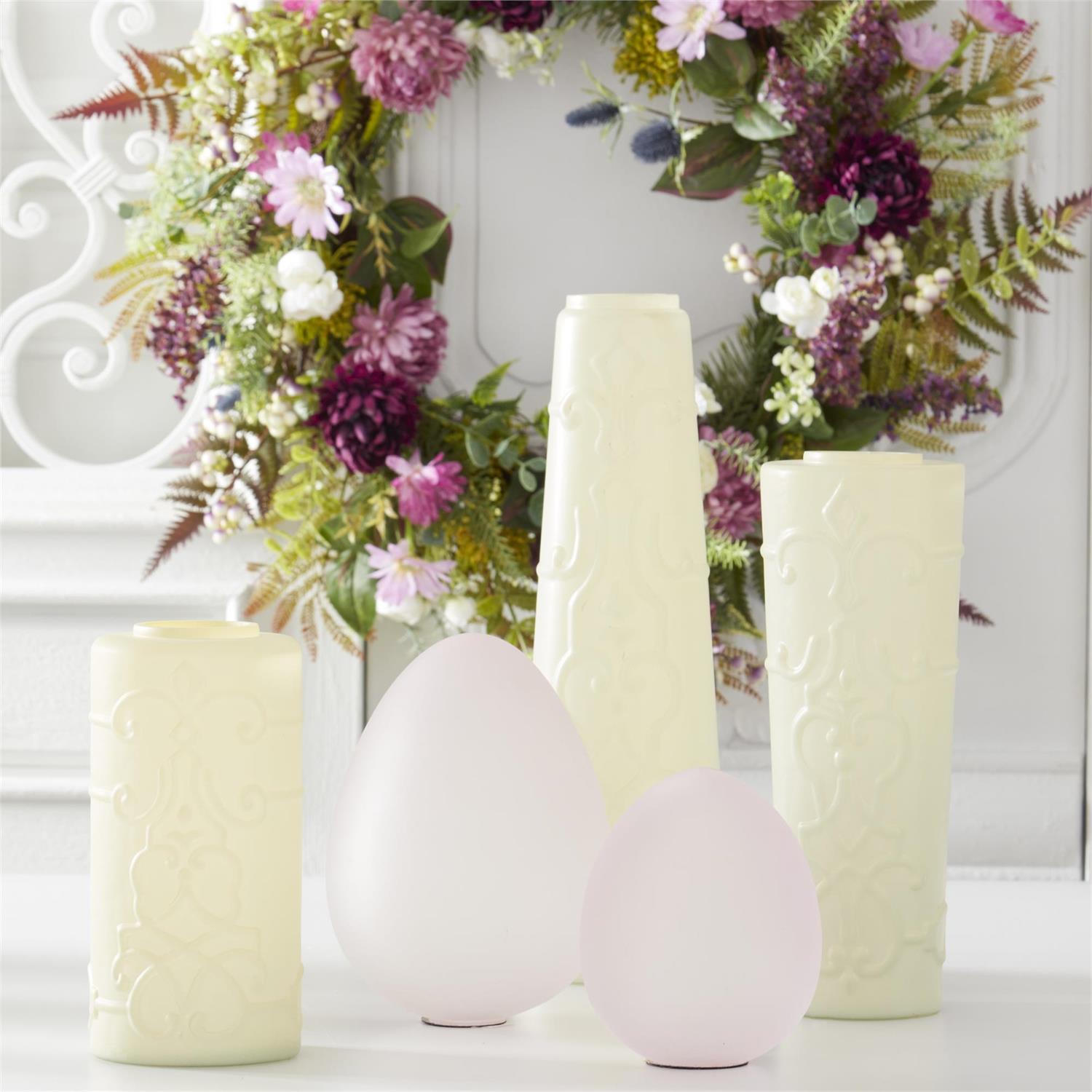 K&K Interiors 26" Purple and White Perennials Spring Wreath