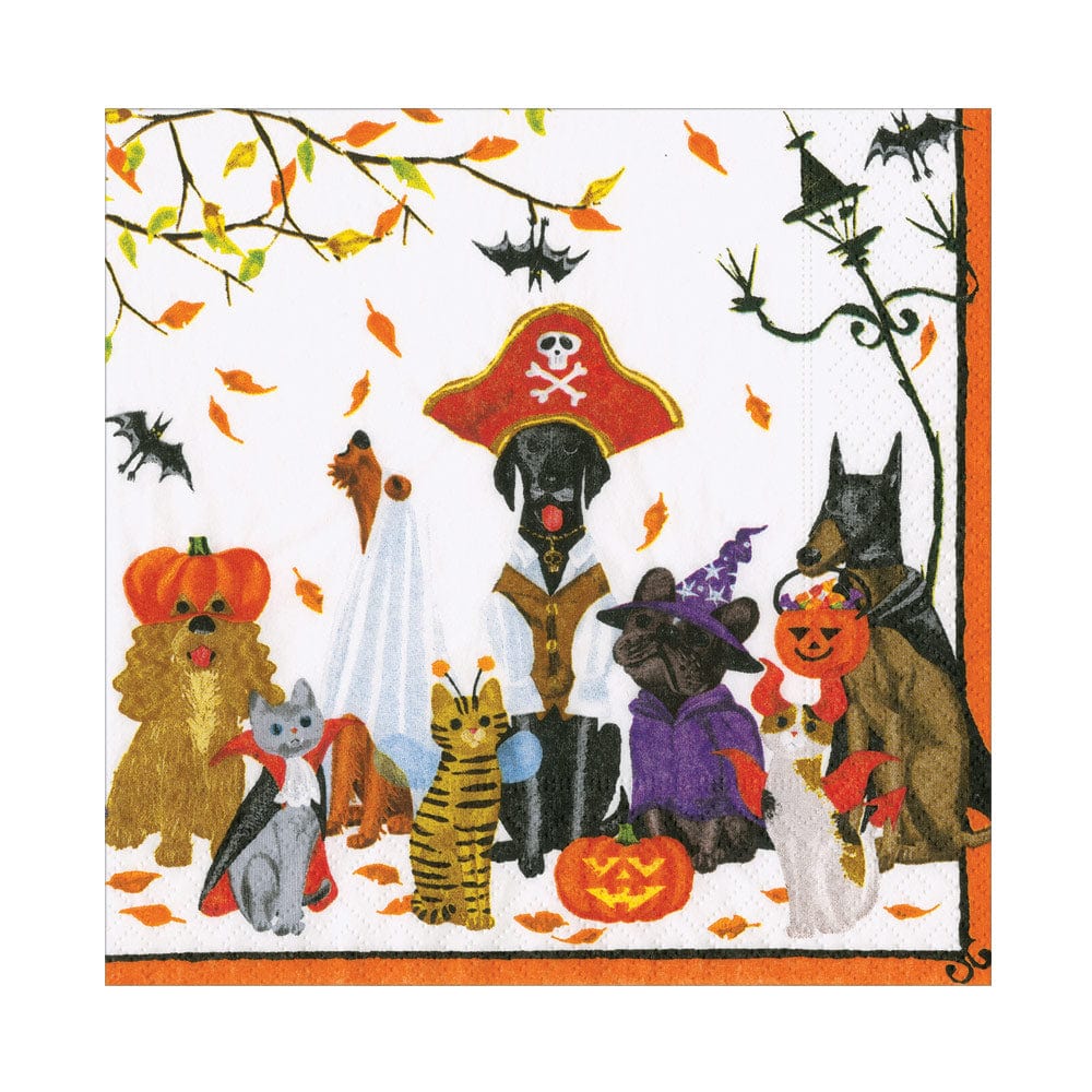 An image of Caspari Halloween Pets Cocktail Napkins