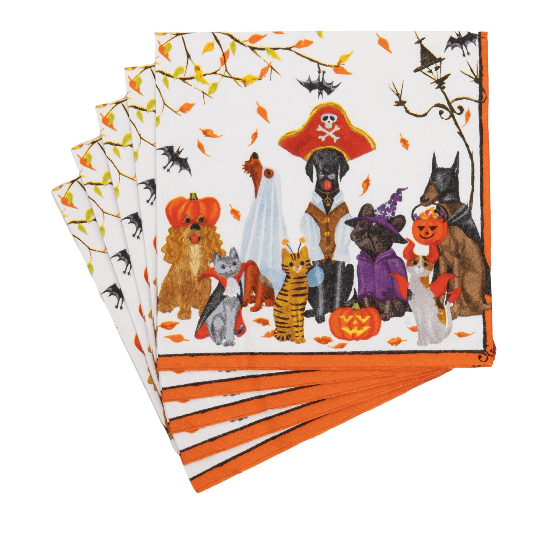 An image of Caspari Halloween Pets Cocktail Napkins
