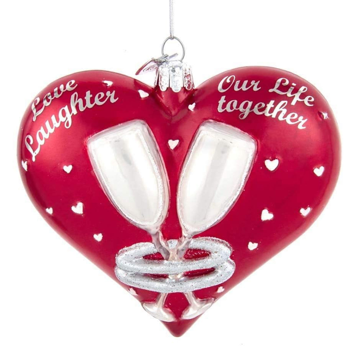 An image of Kurt Adler Noble Gem Love Laughter Heart Ornament