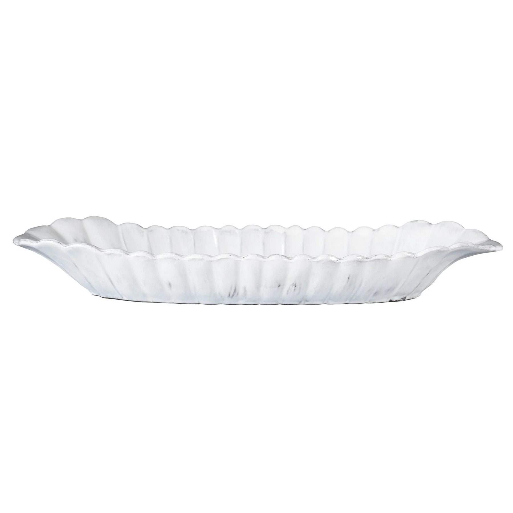 An image of Vietri Incanto White Stone Scallop Bread Server