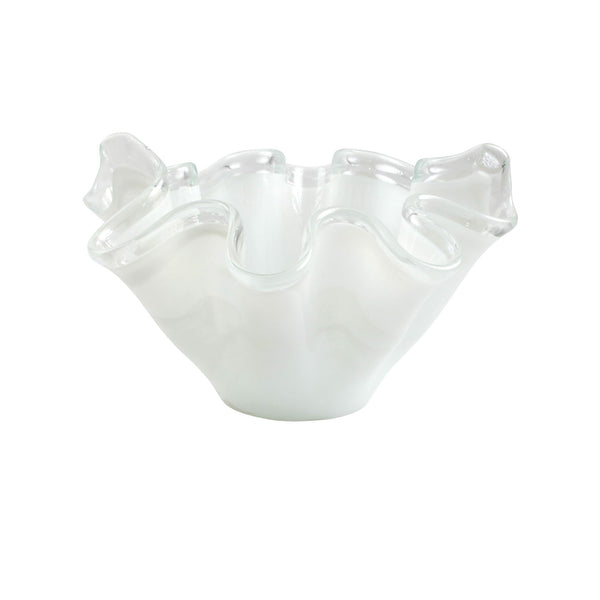 An image of Vietri Onda Glass White Large Bowl
