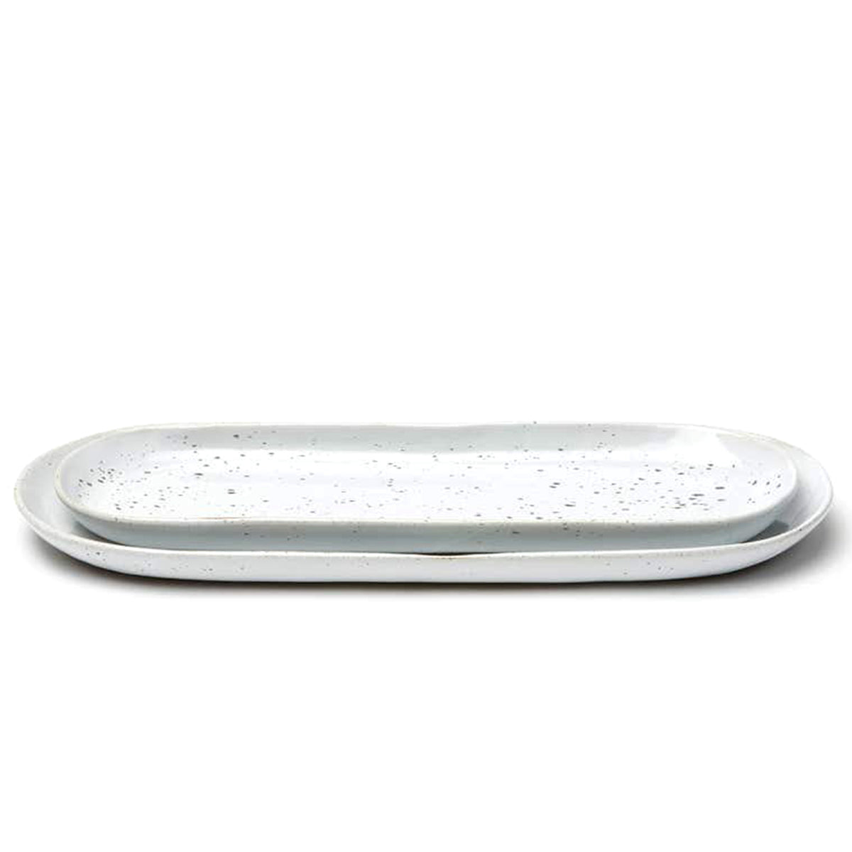Blue Pheasant Marcus White Salt Glaze Large Oblong Serving Platter- Set of 2
