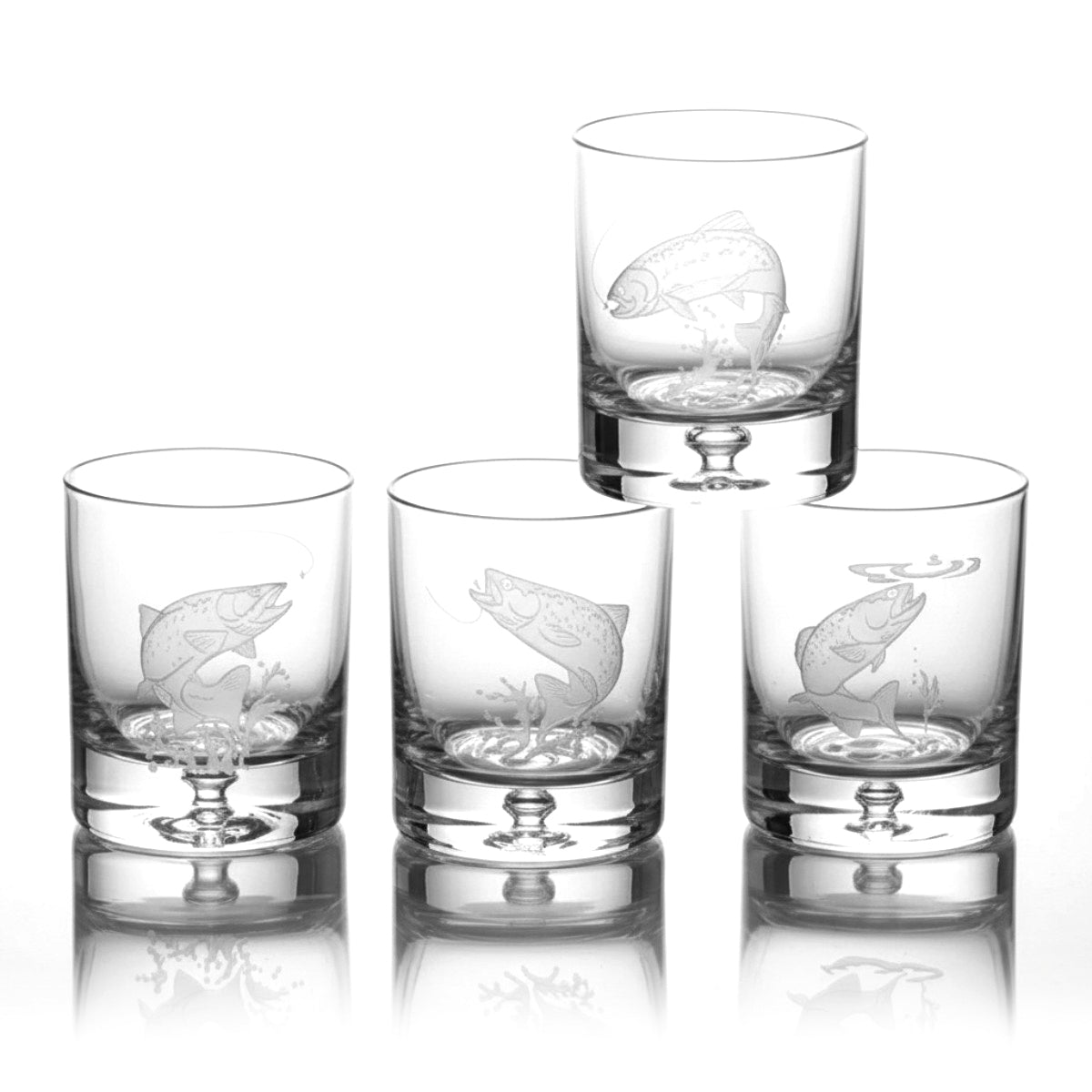 Julie Wear Designs Fly Fishing Old-Fashioned Assorted Glass - Set of 4