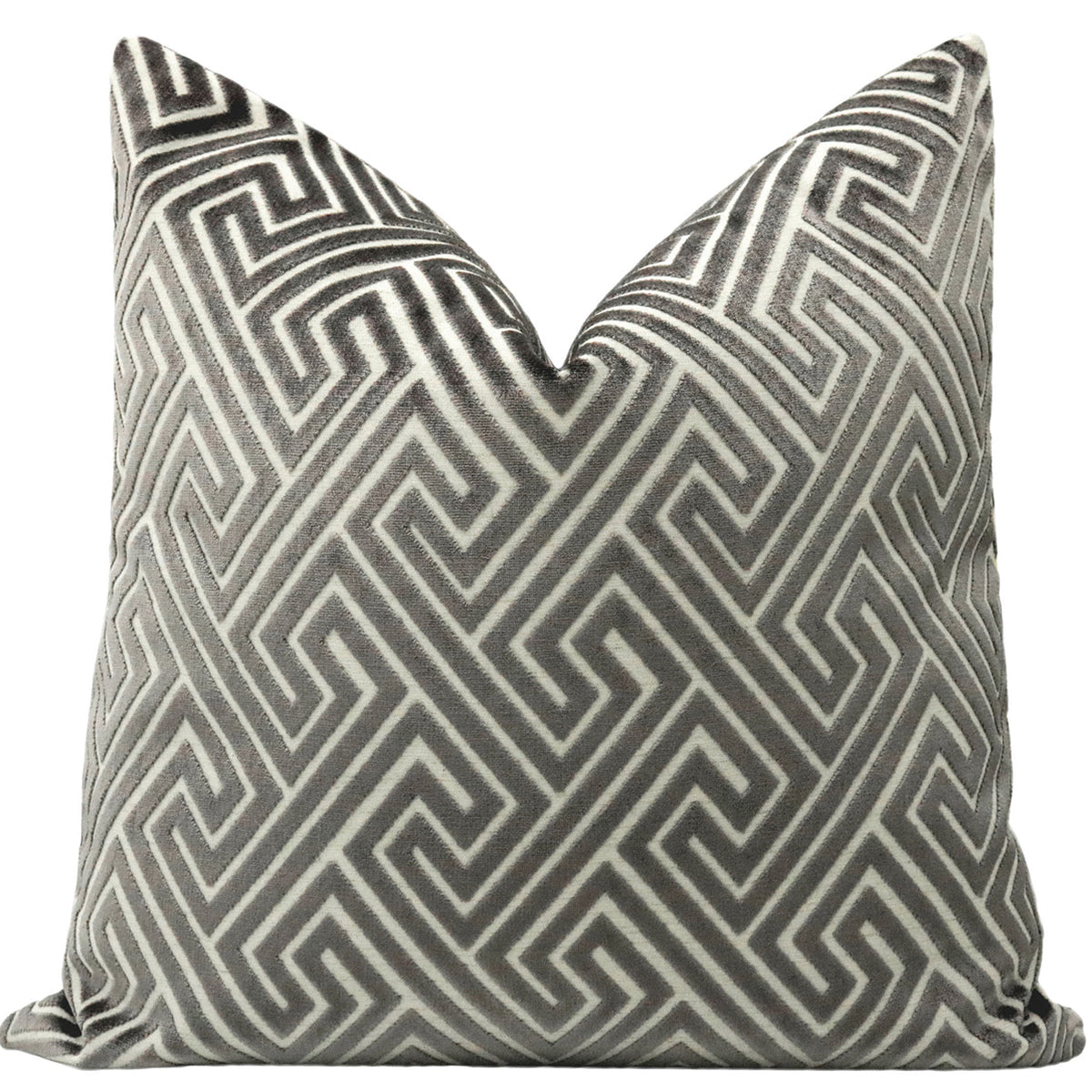 An image of Gracious Home Roman Cut Velvet Graphite Decorative Pillow 22x22