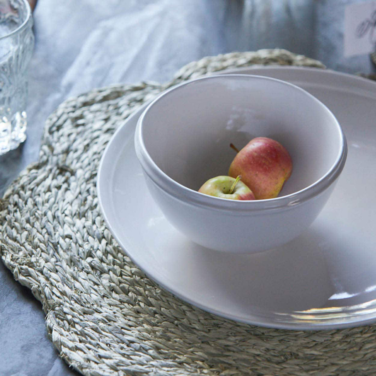 Blue Pheasant Vera Mixed Gray Flower Placemat Raffia- Set of 4