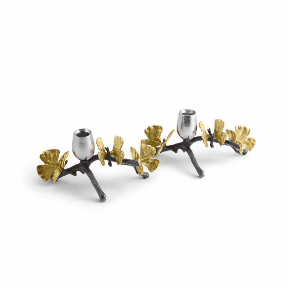 Michael Aram Butterfly Ginkgo  Low Candleholder set of 2