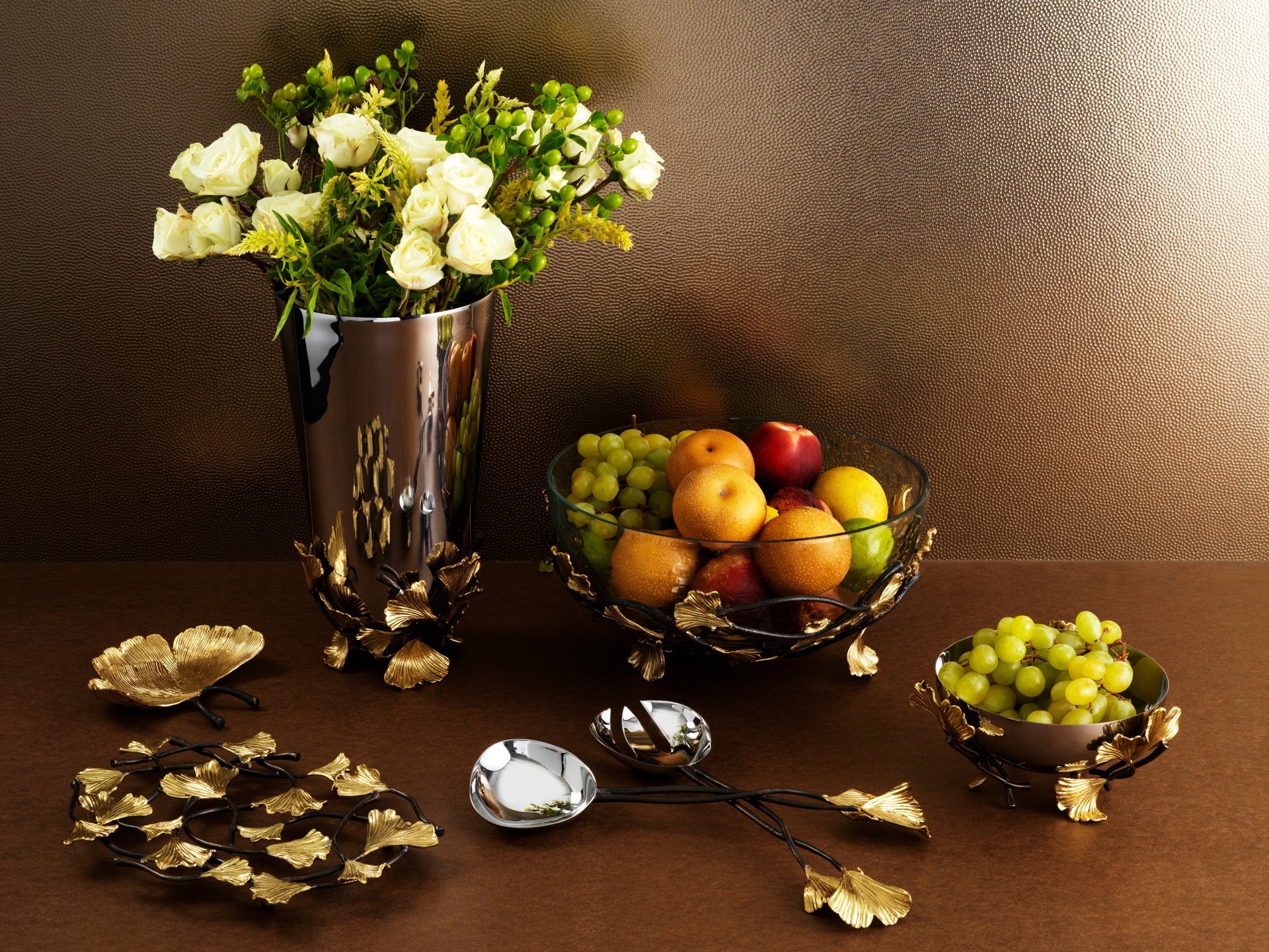 Michael Aram Golden Ginkgo Medium Glass Bowl