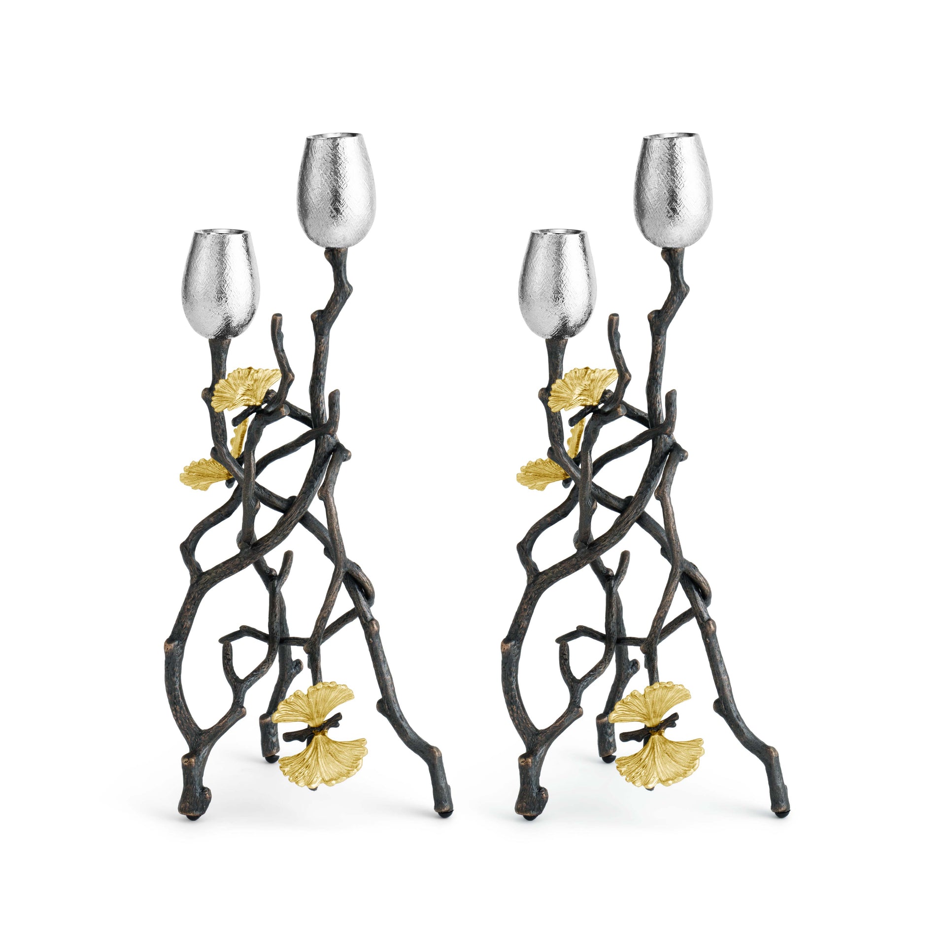 Michael Aram Butterfly Ginkgo Tall Candlerholder - Set of 2