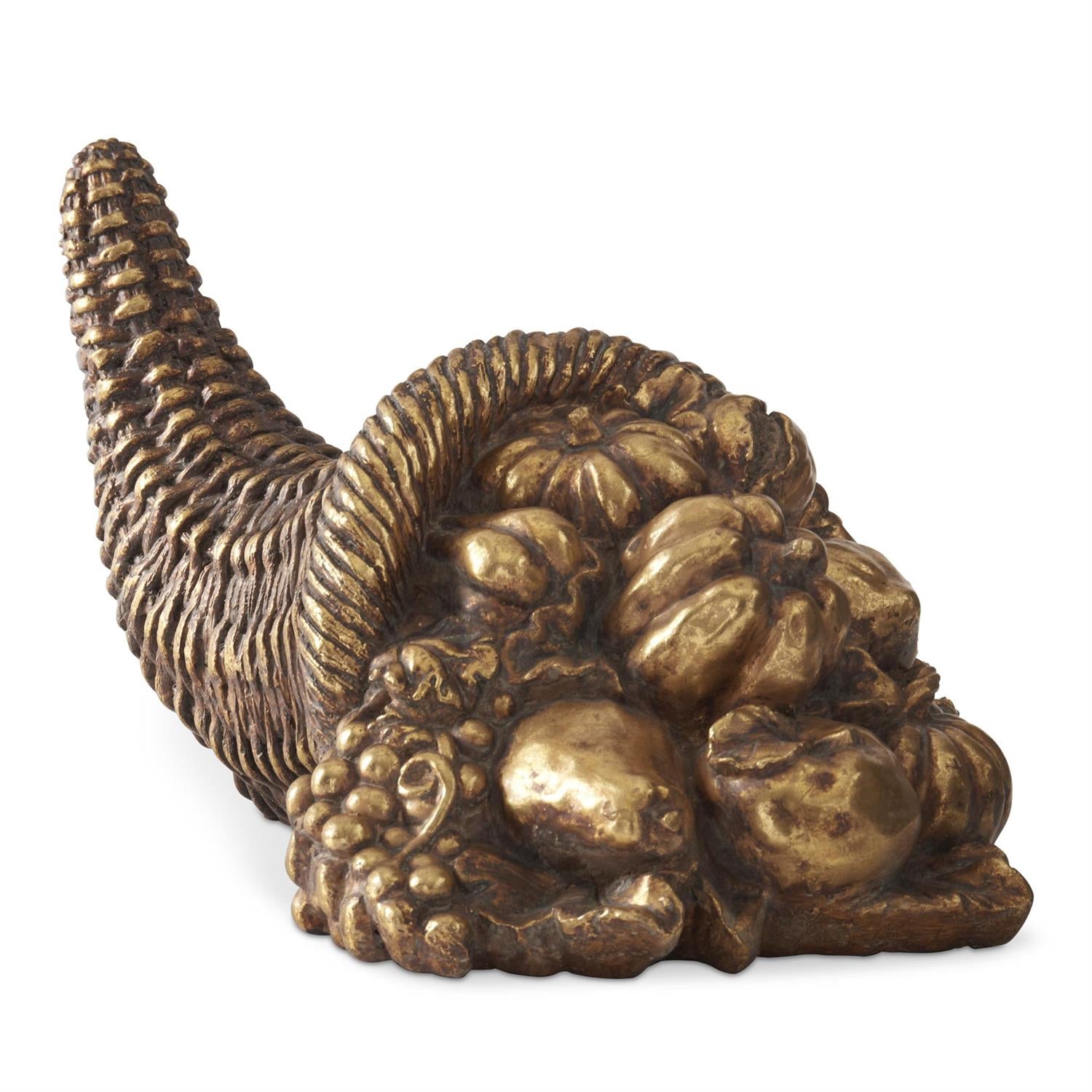 An image of K&K Interiors 8.25" Gold Resin Cornucopia