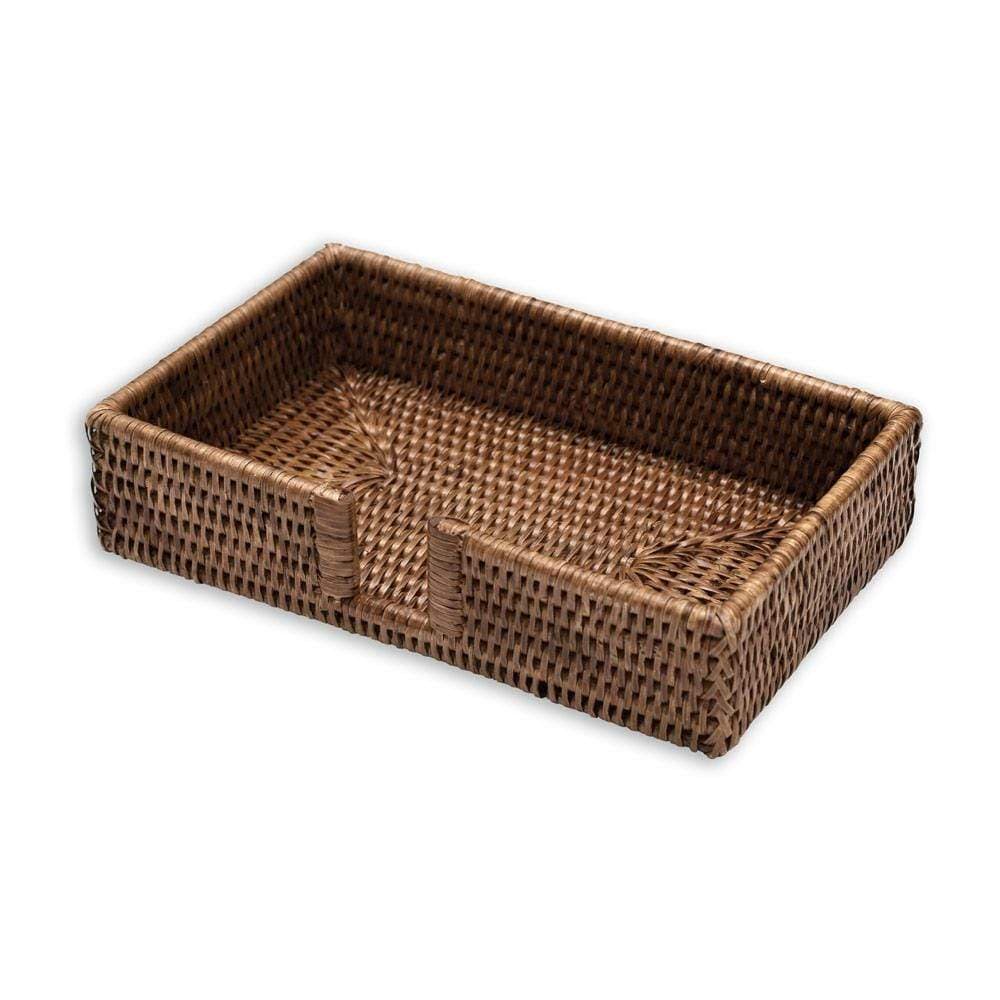 An image of Caspari Rattan Guest Towels Holder