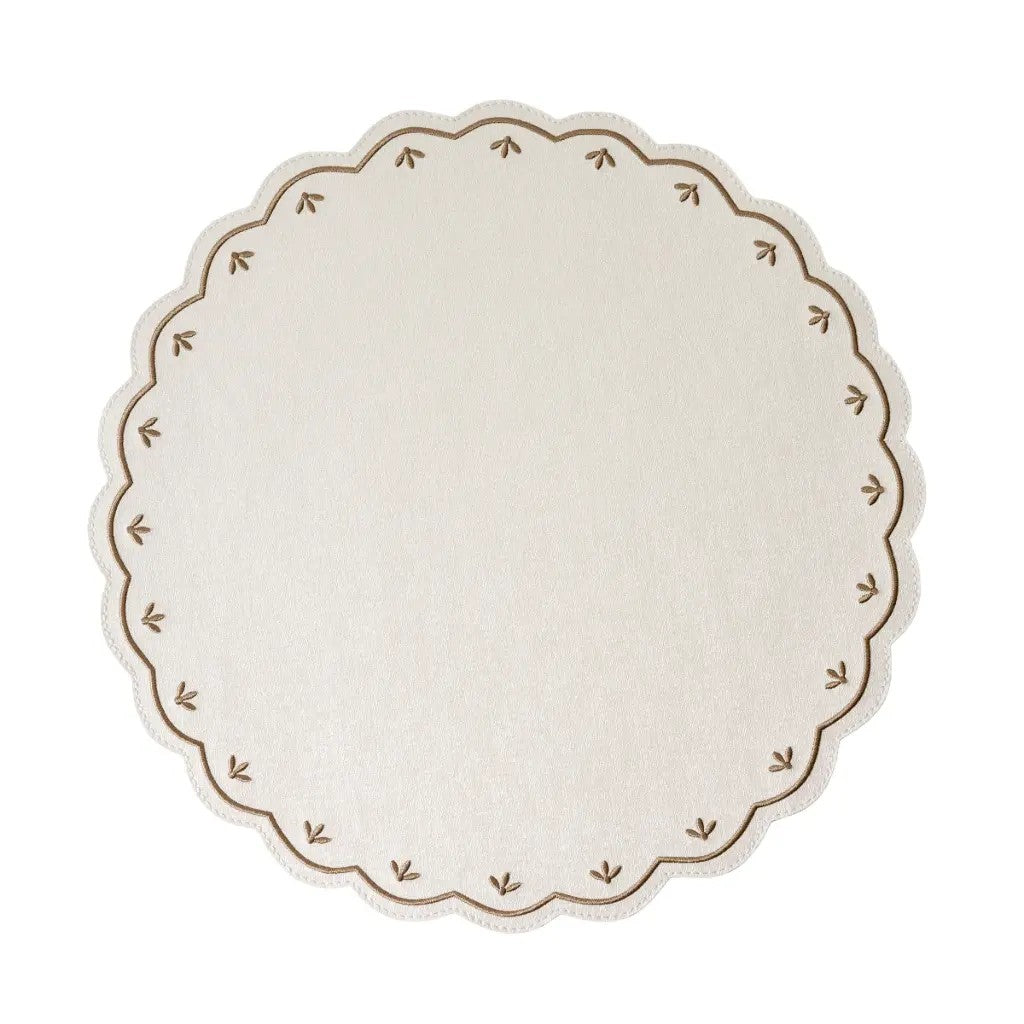 Deborah Rhodes Colette Embroidered Round Scallop Set of 4 Placemats