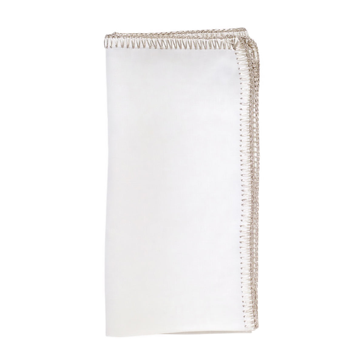 Kim Seybert Napkin Crochet Edge   - White, Silver