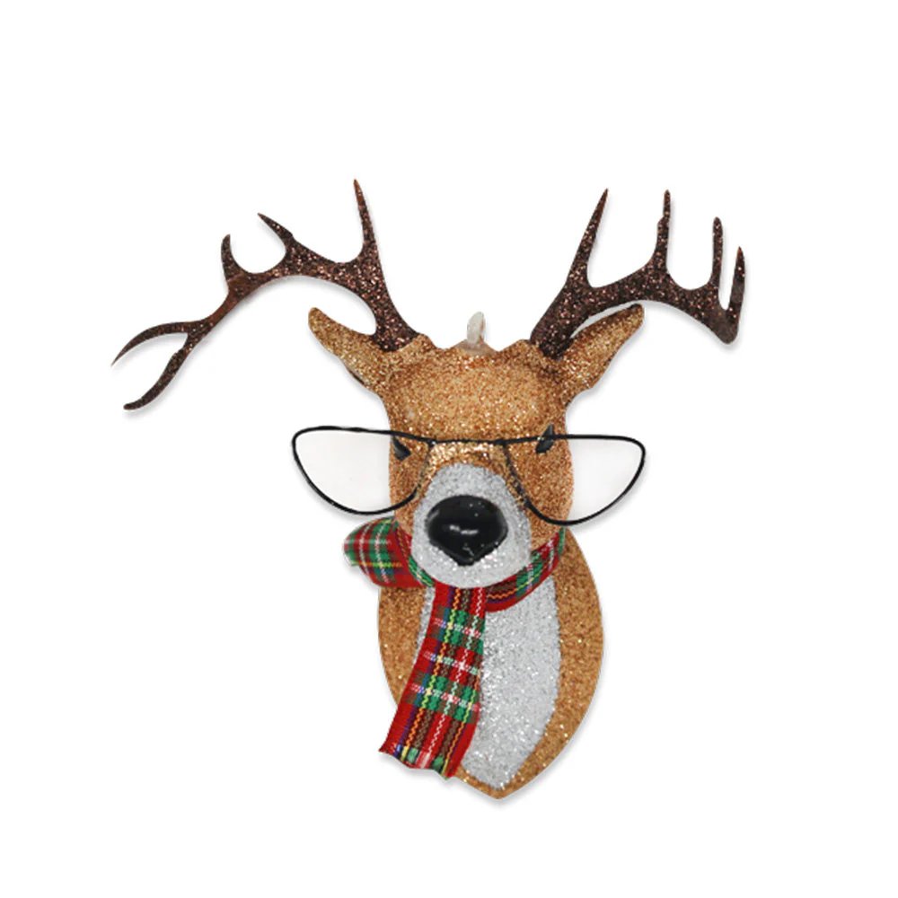 Kat & Annie Glittered Reindeer with Glasses Ornament