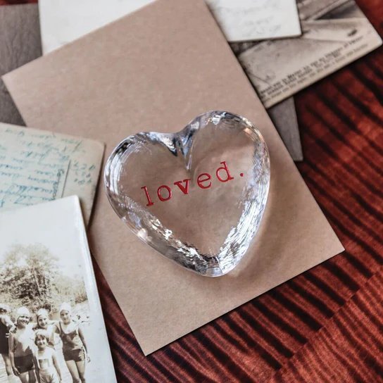 Simon Pearce Engraved "Loved" Highgate Heart in Gift Box