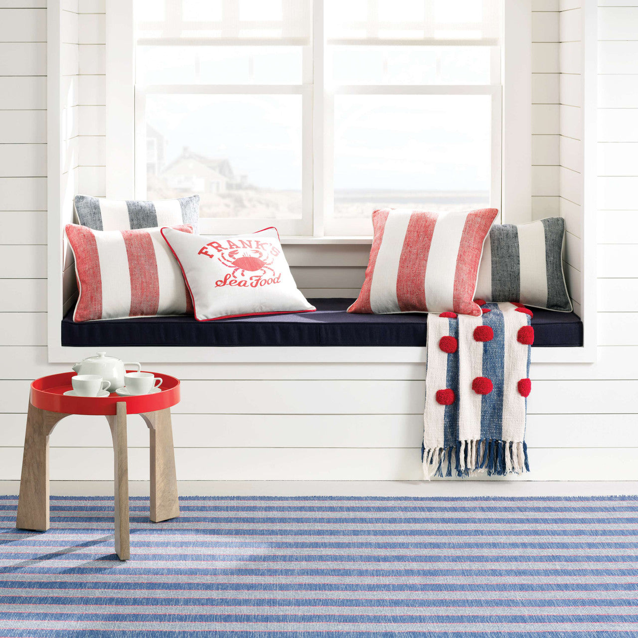 An image of Annie Selke Awning Stripe Decorative  Pillow
