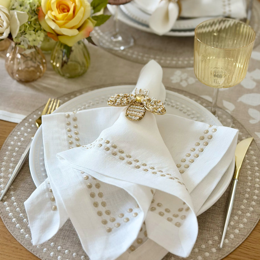An image of Bodrum Pearls Set of 4 Dinner Napkin