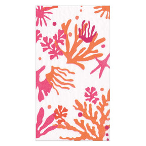 Caspari Matisse Coral Guest Towels