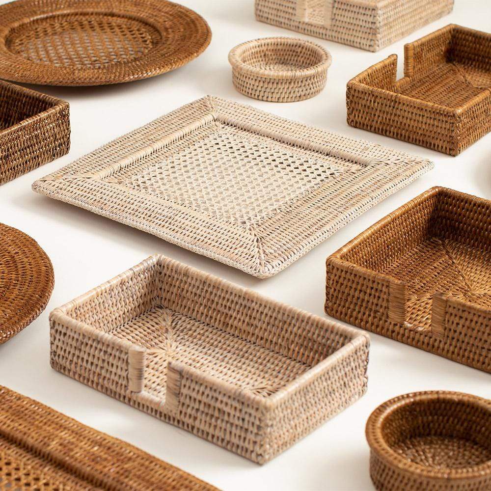 An image of Caspari Rattan Guest Towels Holder