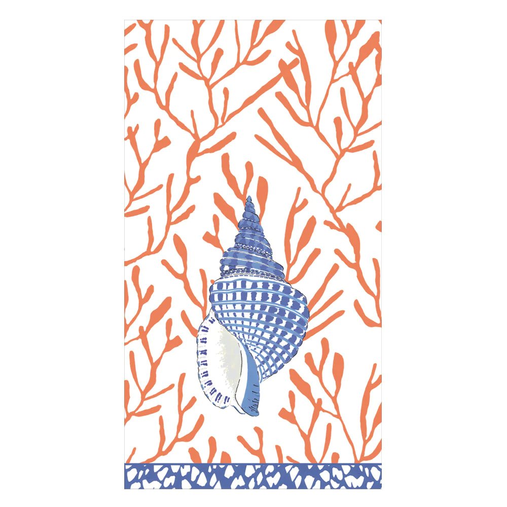 An image of Caspari Shell Toile Guest Towels