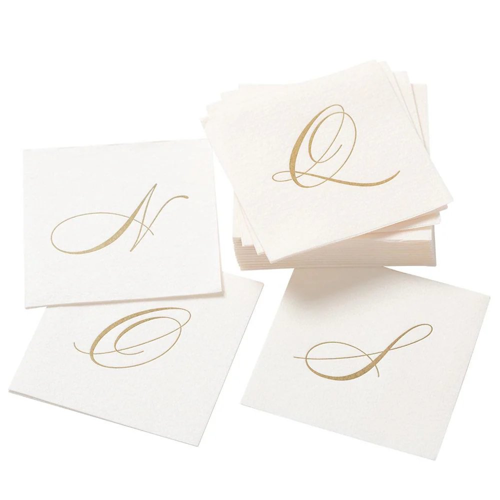 An image of Caspari Monogram Cocktail Napkins