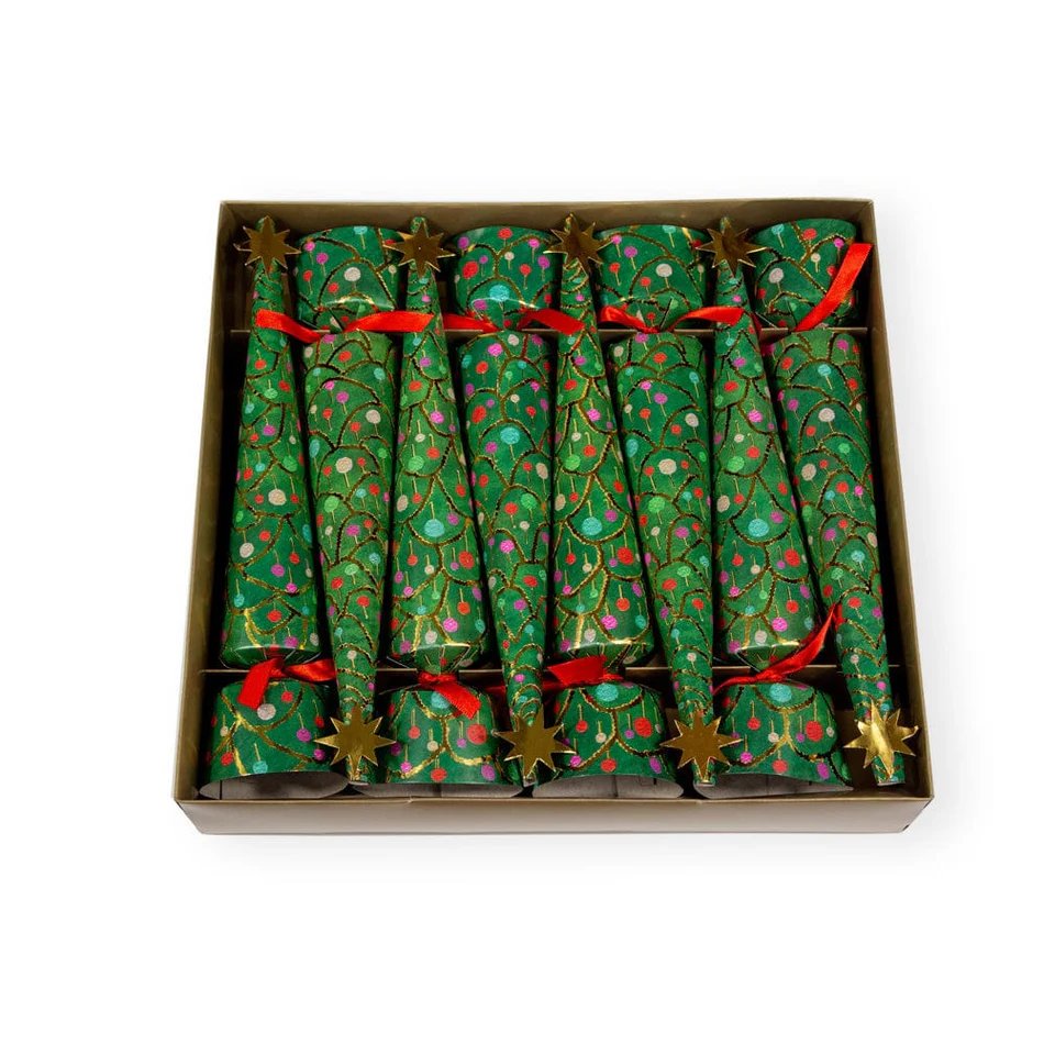 Caspari Merry & Bright Christmas Cone Crackers - Box of 8