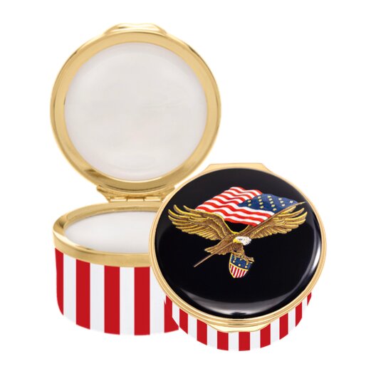 Halcyon Days Star Spangled Banner Enamel Box with Striped base