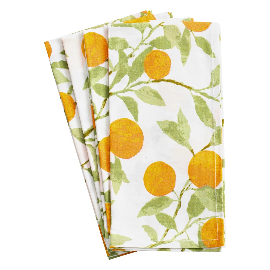 Caspari Orange Grove Fabc Cotton Napkins-Set Of 4