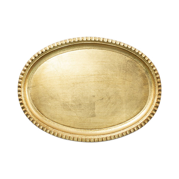 An image of Vietri Florentine Wooden Accessories Gold Small Oval Tray