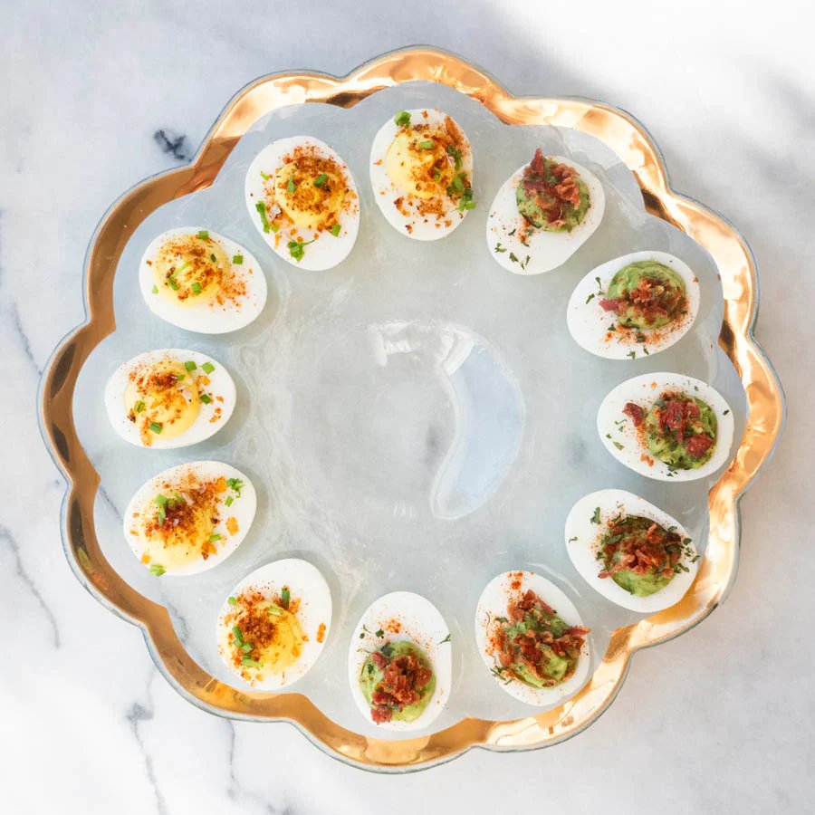 An image of Annieglass 11.5" Deviled Egg Platter 24k gold
