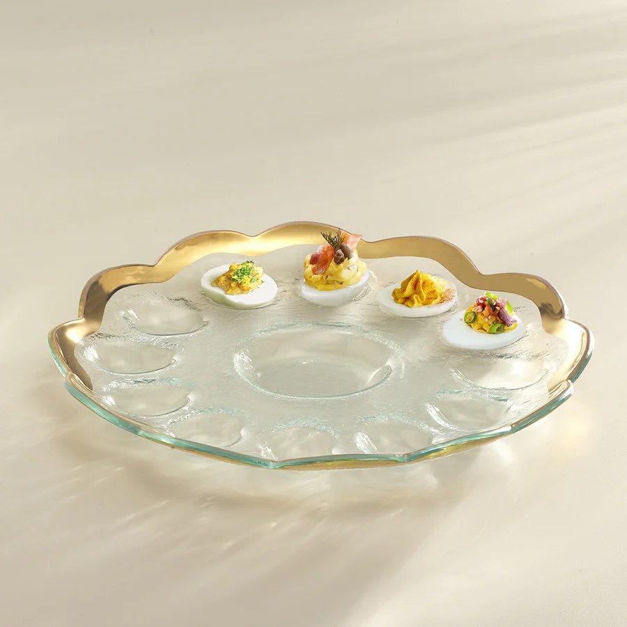 An image of Annieglass 11.5" Deviled Egg Platter 24k gold