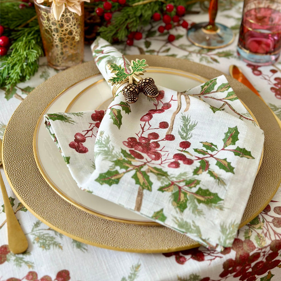 Bodrum Holly Berry Dinner Set of 4 Napkin