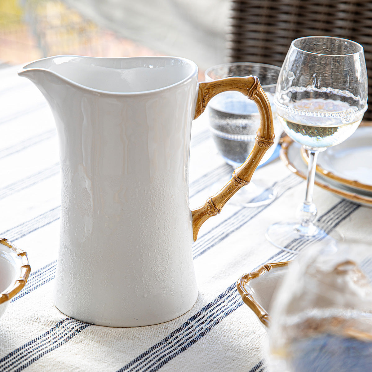 Juliska Bamboo Ceramic Large Pitcher - Natural