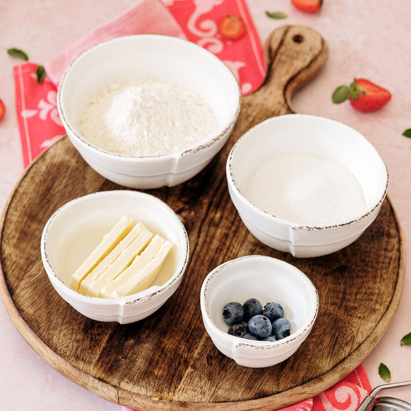 An image of Vietri Lastra White Assorted Prepping Bowls - Set of 4