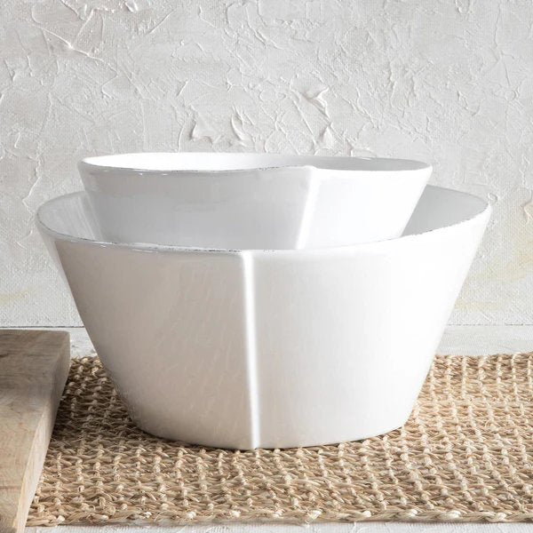 An image of Vietri Lastra White Stacking Serving Bowl
