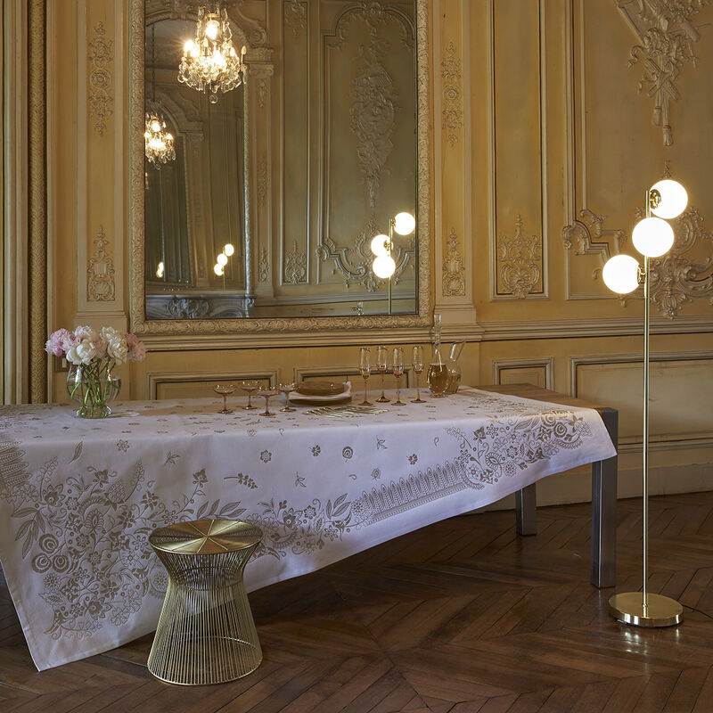 An image of Le Jacquard Francais Haute Couture Tablecloth with Metallic Accents