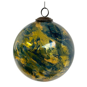 ShiShi Marbled Glass Blue Gold Ball Ornament