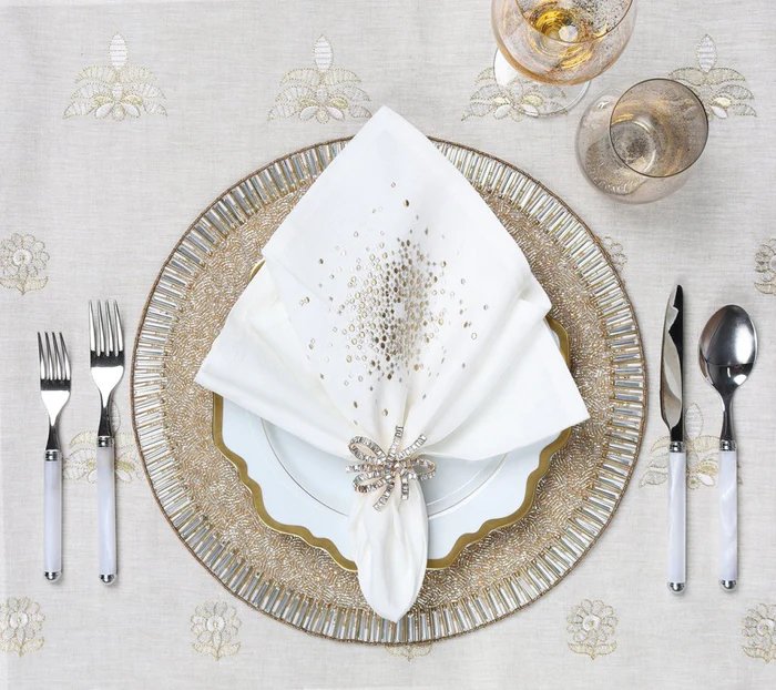 An image of Kim Seybert Jeweled Bow Napkin Ring - Set of 4