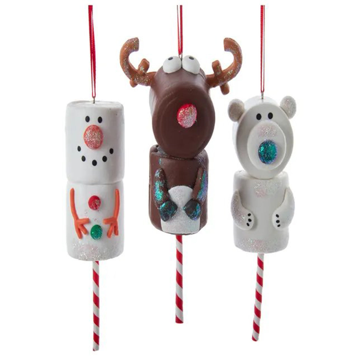 Kurt Adler Deer Bear and Snowman Marshmallow Ornament