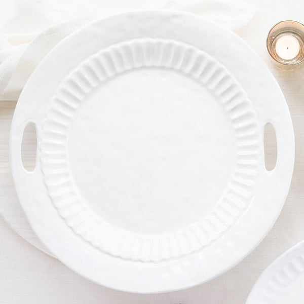 Vietri Pietra Serena Handled Round Tray